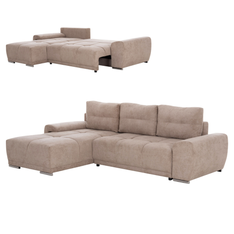 Interior - LEFT CORNER SOFABED COMFYRA HM3336.03L BEIGE FABRIC 270x181x75Hcm.