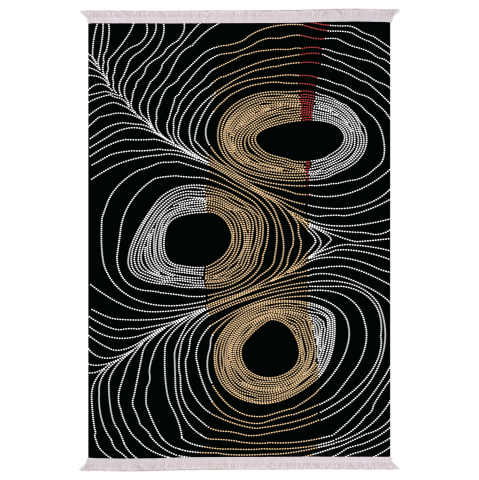 Articole de uz casnic - LIVING ROOM CARPET JOSIANE WITH FRINGES HM7723.27 180X280 BLACK-GOLD-GREY