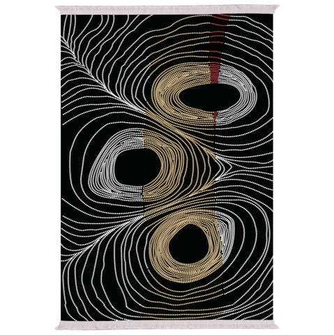Covoare de zona - LIVING ROOM CARPET WITH FRINGES JOSIANE BLACK-GOLD-GREY 80X150cm. HM7676.27