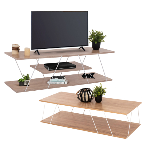 Seturi de living - LIVING ROOM COMPOSITION 2PCS TARS HM11771.14 MELAMINE/METAL IN SONAMA-WHITE
