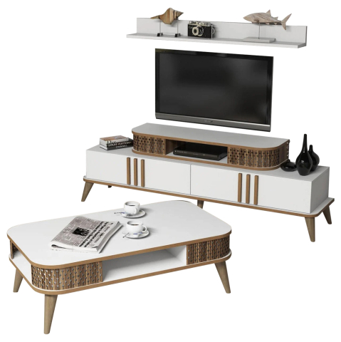 Seturi de living - LIVING ROOM COMPOSITION HM11848.03 2PCS IN WHITE and WALNUT