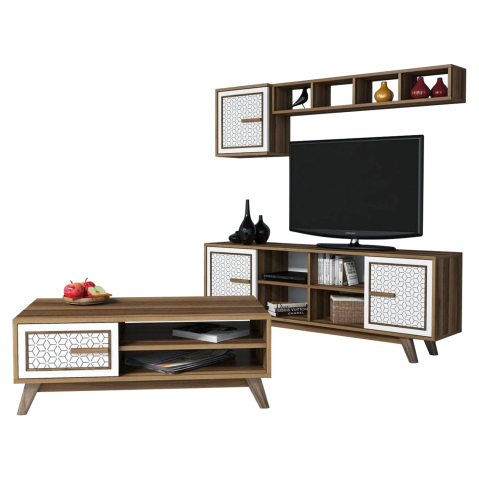 Seturi de living - LIVING ROOM COMPOSITION HM11852.03 2PCS MELAMINE IN WALNUT-WHITE