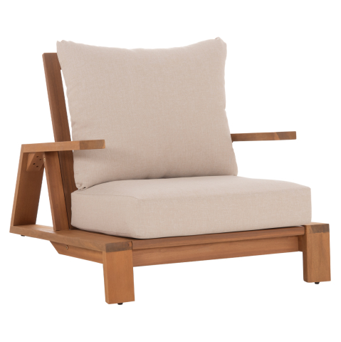 Exterior - LOUNGE CHAIR MIREX HM6641 ACACIA WOOD IN NATURAL--CUSHIONS IN ECRU 80x96x62Hcm.