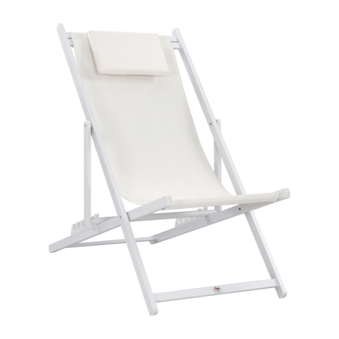 Sezlong-uri - LOUNGE CHAIR PROFESSIONAL KEA HM5076.04 ALUMINUM and TEXTILENE IN WHITE COLOR 59,5x102,5x94Hcm.