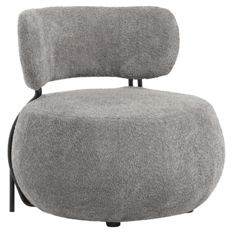 Fotolii - LOUNGE CHAIR ROUND KARSEN HM9598.01 GREY BOUCLE FABRIC 75x75x75H cm.