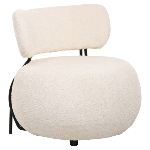 Fotolii - LOUNGE CHAIR ROUND KARSEN HM9598.06 ECRU BOUCLE FABRIC 75x75x75H