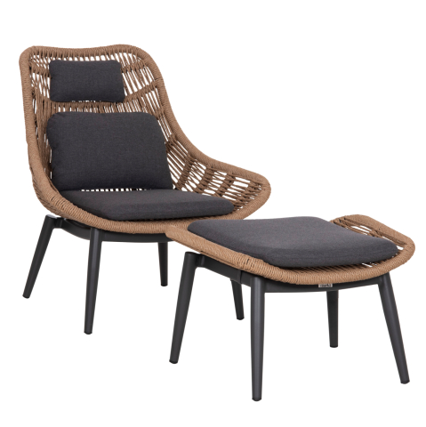 Exterior - LOUNGE CHAIR WITH FOOTREST REMVAZZO HM6561.01 ALUMINUM IN GREY--WICKER 90x85x96Hcm.