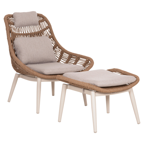 Exterior - LOUNGE CHAIR WITH FOOTREST REMVAZZO HM6561.02 ALUMINUM IN BEIGE--WICKER 90x85x96Hcm.