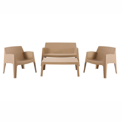 Seturi canapea - LOUNGE SET 4PCS SLEEK HM21268.03 CAPPUCCINO POLYPROPYLENE