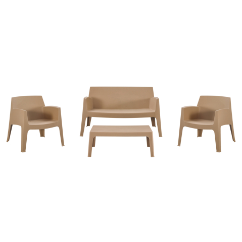 Seturi canapea - LOUNGE SET 4PCS SLEEK HM21275.03 POLYPROPYLENE IN CAPPUCCINO