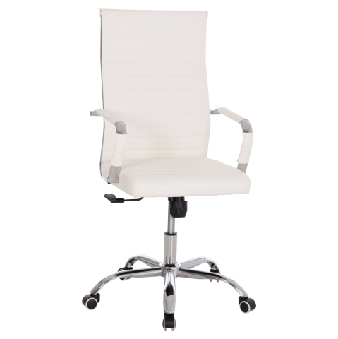 Scaune de birou - MANAGER'S OFFICE CHAIR BOSS HM1059.32 WHITE PU-CHROMED METAL FRAME AND BASE 53x57x109Hcm.