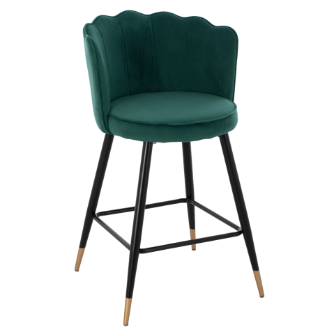 Scaune de bar - MEDIUM HEIGHT STOOL HM8736.03 VELVET GREEN METAL FRAME 50x50x90 cm.