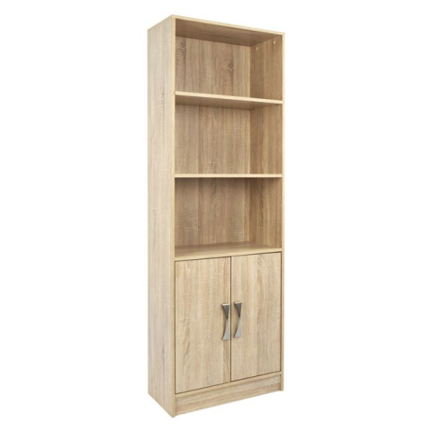 Biblioteci - Melamine bookcase ENSLEY HM2027.03 Sonama with metallic handle 60x30x180