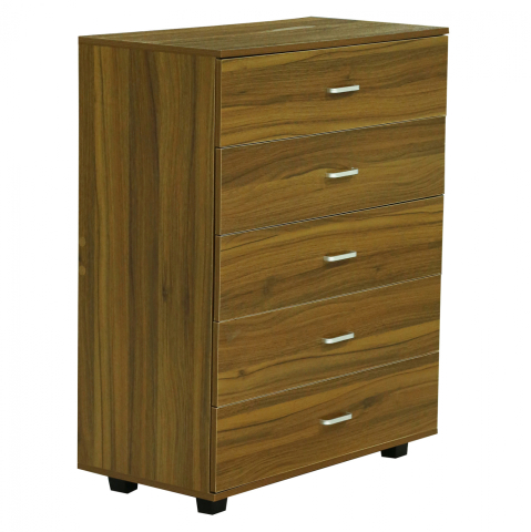 Sertare - Toalete - MELAMINE DRESSER THORG HM8995.02 WITH 5 WALNUT-COLORED DRAWERS 80Χ40Χ100H cm.