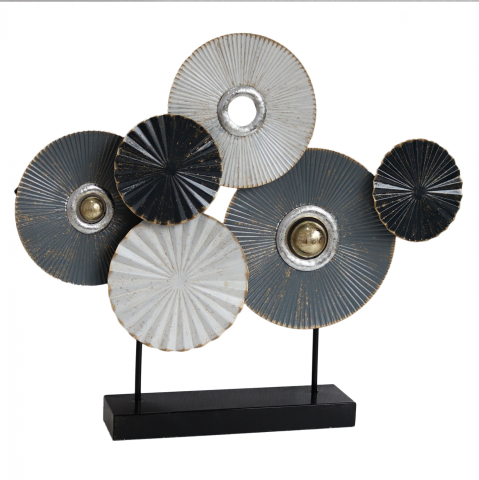 Decoratiuni pentru masa - METAL TABLE DECORATION HM7171 GRAY WHITE 65x9x54,5Y cm.