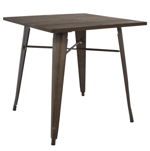 Mese - METAL TABLE IN RUSTY COLOR AND WOOD HM0611.04 80x80x76cm