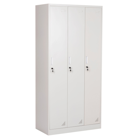 Dulapuri metalice - METAL TRIPLE LOCKER WITH KEYLOCKS ALTONA HM5634.11 GREY 90x45x185Hcm.