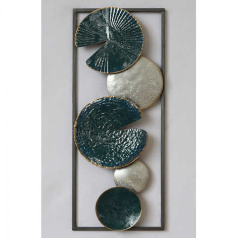 Decoratiuni de perete - METAL WALL DECORATION HM7166 PETROL CHARCOAL GREY 20x3,5x50 cm.