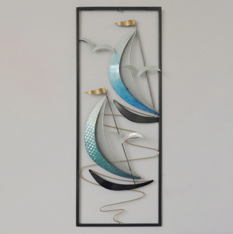 Decoratiuni de perete - METAL WALL DECORATION HM7185 BLUE BLACK 28x4x75Η cm.