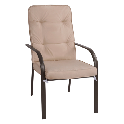 Scaune - Fotolii - Metallic armchair Endika HM5680.02 in brown color with beige pillow 60x71x105cm