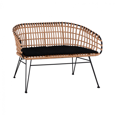 Banci - Metallic Bence Allegra HM5692 with wicker Black-Beige 124x57x77cm
