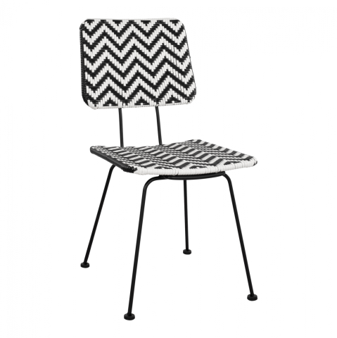 Scaune - Fotolii - Metallic chair Allegra HM5693 with wivker Black-White 46x56x88cm