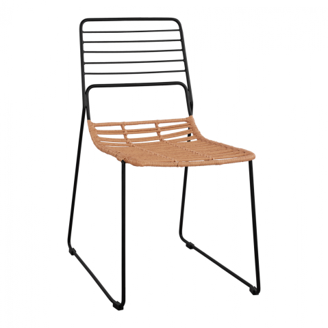 Scaune - Fotolii - Metallic chair Allegra HM5694 with wicker beige 51x54x83cm