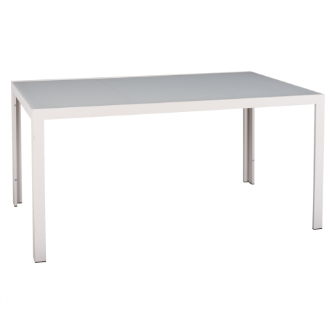 Mese - METALLIC TABLE ICE WHITE WITH GLASS HM5767.03 150X90Χ75cm.