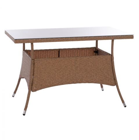 Mese - ΤΡΑΠΕΖΙ ΜΕΤΑΛΛΙΚΟ MILITARY RATTAN ΜΠΕΖ ΚΑΦΕ HM5141.32 120x70x75Υ εκ.