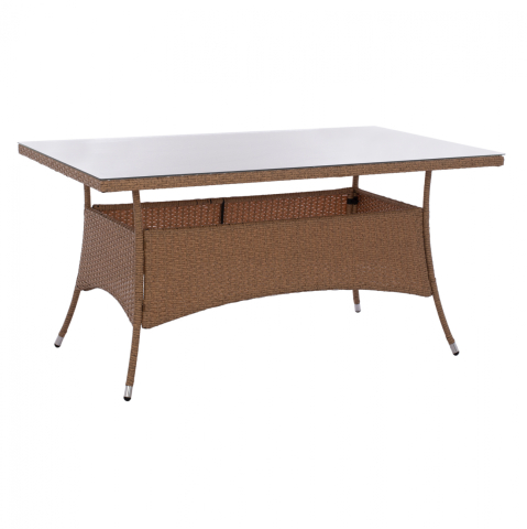 Mese - ΤΡΑΠΕΖΙ ΜΕΤΑΛΛΙΚΟ MINSK RATTAN ΜΠΕΖ ΚΑΦΕ HM5507.02 150x90x75 εκ.