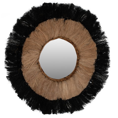 Oglinzi - MIRROR ROUND ABACA FIBERS FRAME IN NATURAL AND BLACK COLOR 70x4x70Hcm.HM7737