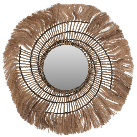 Oglinzi - MIRROR ROUND ABACA FIBERS IN NATURAL COLOR AND BLACK ROPE 80x4x80Hcm.HM7741