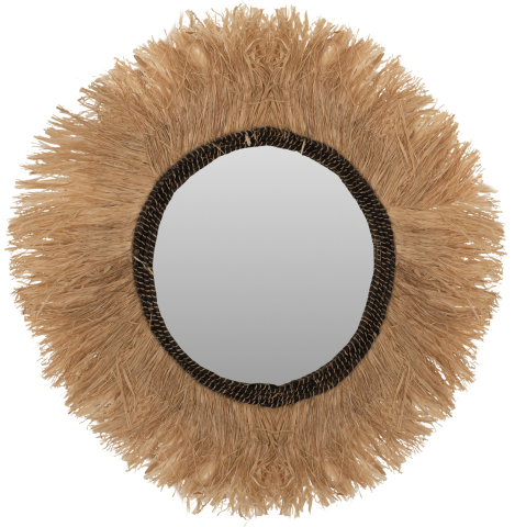 Oglinzi - MIRROR ROUND SISAL FIBER AND ABACA FIBER FRAME IN NATURAL-BLACK Φ90cm.HM7746