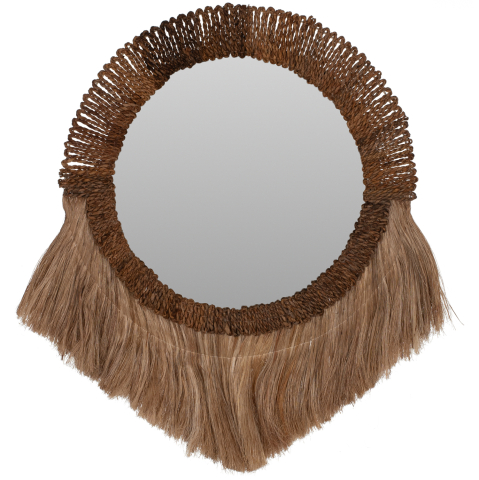 Oglinzi - MIRROR ROUND WITH ABACA FIBER FRAME IN NATURAL COLOR 70x4x90Hcm.HM7804