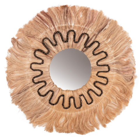 Oglinzi - MIRROR ROUND WITH ABACA FIBERS FRAME IN NATURAL-BLACK 90x4x90Hcm.HM7750