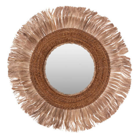 Oglinzi - MIRROR ROUND WITH ABACA FIBERS FRAME NATURAL COLOR 110x5x110Hcm.HM7740