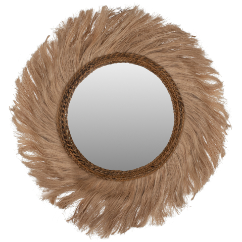 Oglinzi - MIRROR ROUND WITH ABACA FIBERS FRAME NATURAL COLOR 90x4x90Hcm.HM7729