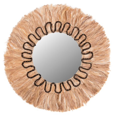 Oglinzi - MIRROR ROUND WITH ABACA FIBERS FRAME NATYRAL-BLACK COLOR Φ100cm.HM7749