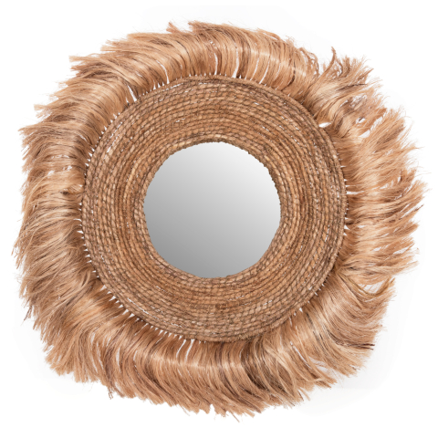 Oglinzi - MIRROR ROUND WITH ABACA FIBERS IN NATURAL COLOR 85x17x85Hcm.HM7742