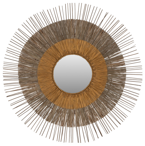Oglinzi - MIRROR WITH MENDONG GRASS FRAME NATURAL-GOLD COLOR Φ105cm. HM7798