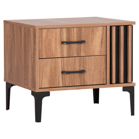 Noptiere - NIGHTSTAND SERIES HARRY HM2487.01 MELAMINE IN NATURAL WOOD COLOR-BLACK 55x43x48Hcm.