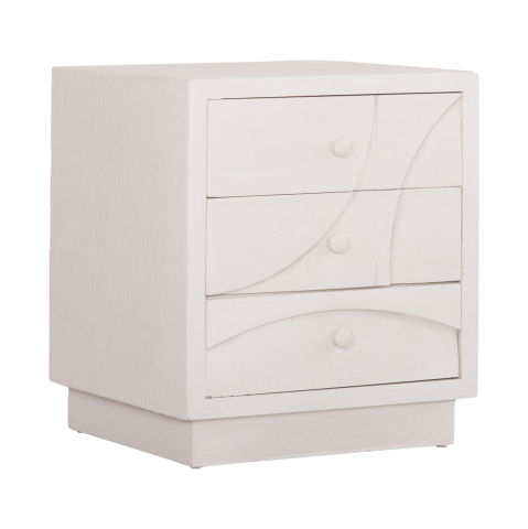 Noptiere - NIGHTSTAND SERIES SANTORINI HM18047 MDF IN OFF-WHITE COLOR-3 DRAWERS 48x38x55.5Hcm.