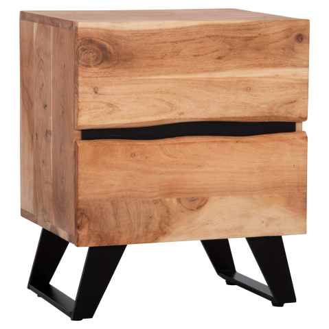 Noptiere - NIGHTSTAND WITH 2 DRAWERS ALICIA HM8360.11 ACACIA WOOD IN NATURAL COLOR 45x35x56Hcm.