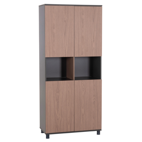 Biblioteci - OFFICE BOOKCASE MAVIX HM2160 MELAMINE IN GREY-WALNUT 80Χ40Χ180Hcm.