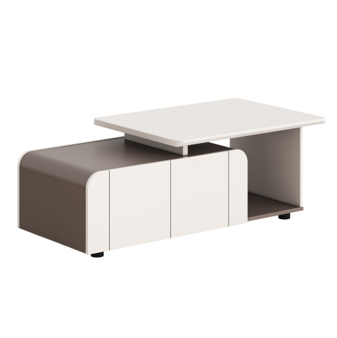 Dulapuri - OFFICE CABINET NEWLINE HM18285 MELAMINE IN CREAM WHITE - LIGHT BROWN 120x60x42Hcm.