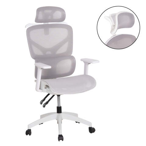 Scaune de birou - OFFICE CHAIR APEX HM1227.02 WHITE PP--LIGHT GREY MESH FABRIC 70x66x113-130Hcm.