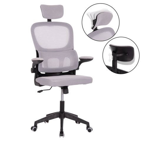 Scaune de birou - OFFICE CHAIR BASTON HM18236.02 GREY MESH FABRIC and BLACK PP FRAME 64x60x127Hcm.