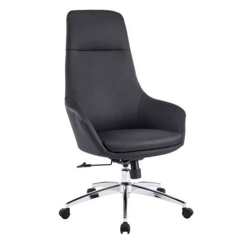 Scaune de birou - OFFICE CHAIR BEKKER HM18359.01 BLACK PU LEATHER--CHROMED BASE 67x67x126Hcm.