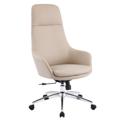 Scaune de birou - OFFICE CHAIR BEKKER HM18359.02 BEIGE PU LEATHER--CHROMED BASE 67x67x126Hcm.