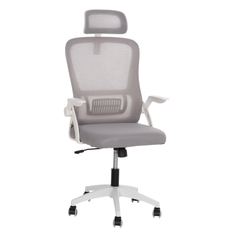 Scaune de birou - OFFICE CHAIR BLAZER HM1205.02 GREY MESH FABRIC--WHITE ARMS 60x58x110-130Hcm.
